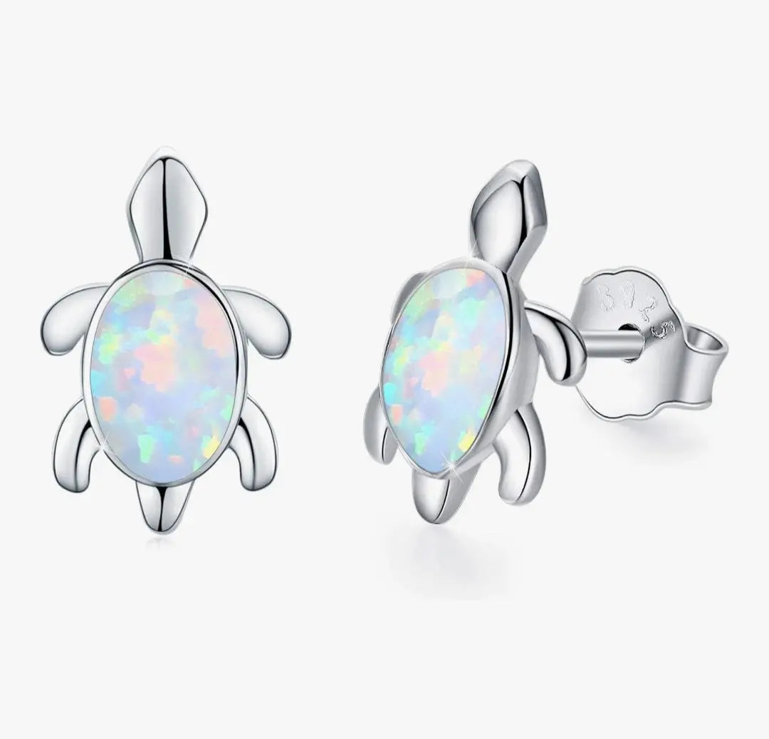925 Sterling Silver Opal Turtle Post Earrings On the Go with Princess O