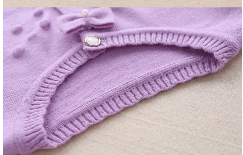 Heart Pom Knit Cardigan Girls Juniors Sweater - On the Go with Princess O