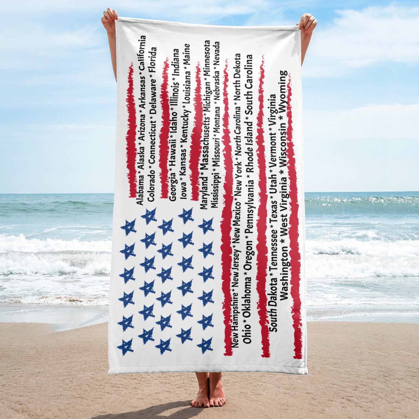 United States Large Beach Towel 30x60 in - On the Go with Princess O