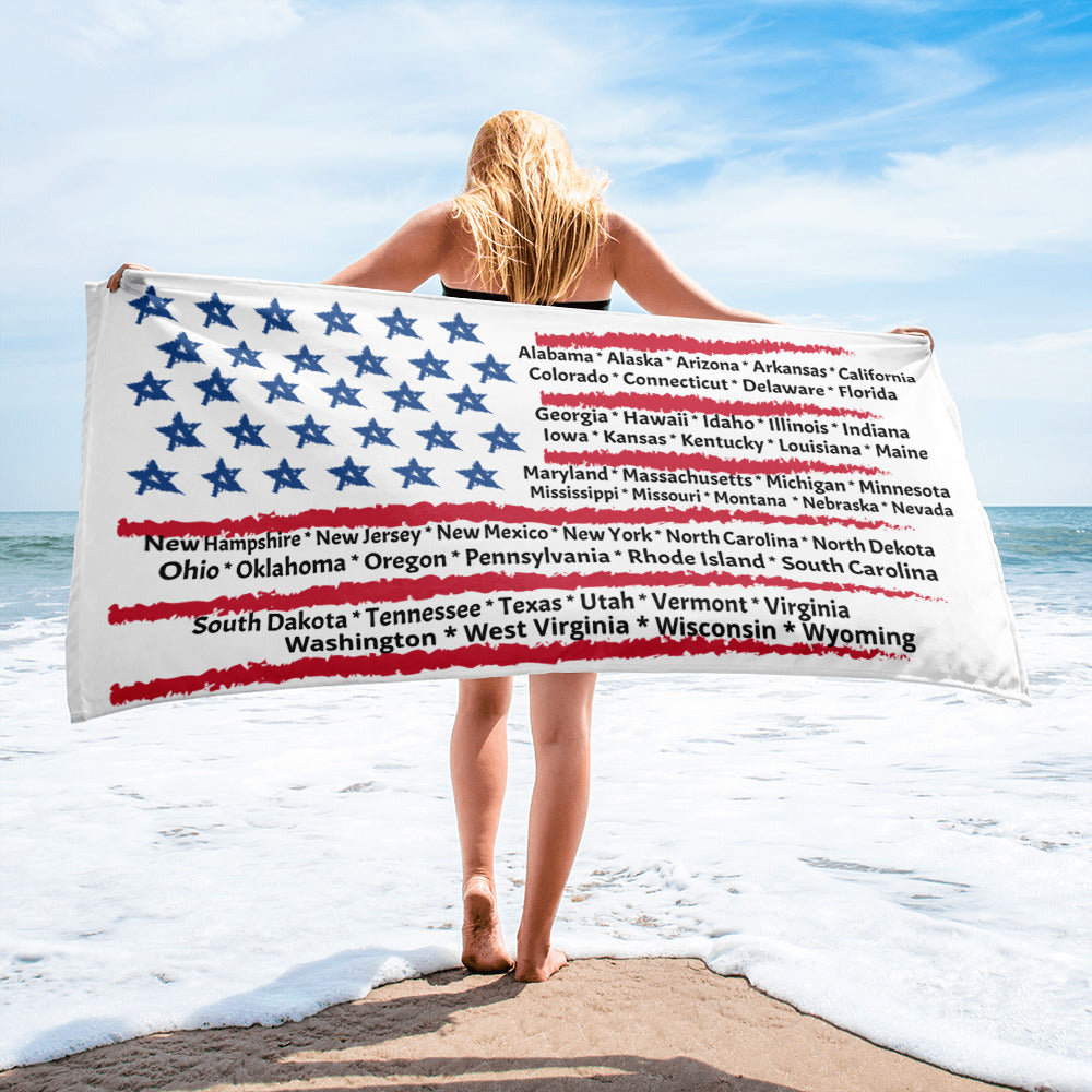 United States Large Beach Towel 30x60 in - On the Go with Princess O