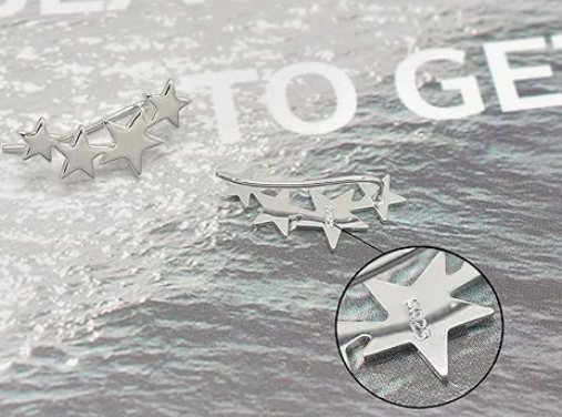 925 Sterling Silver Star Climbers-No Piercing On the Go with Princess O
