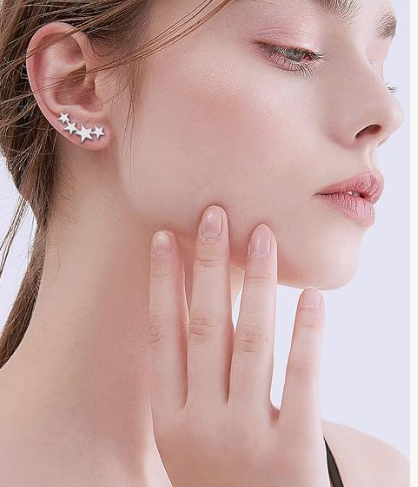 Sterling Silver 925 Star Climbers-No Piercing