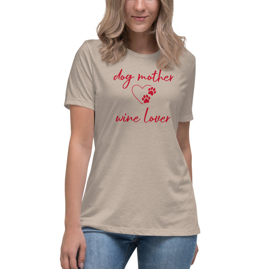 Dog Mother Wine Lover Cotton Tee