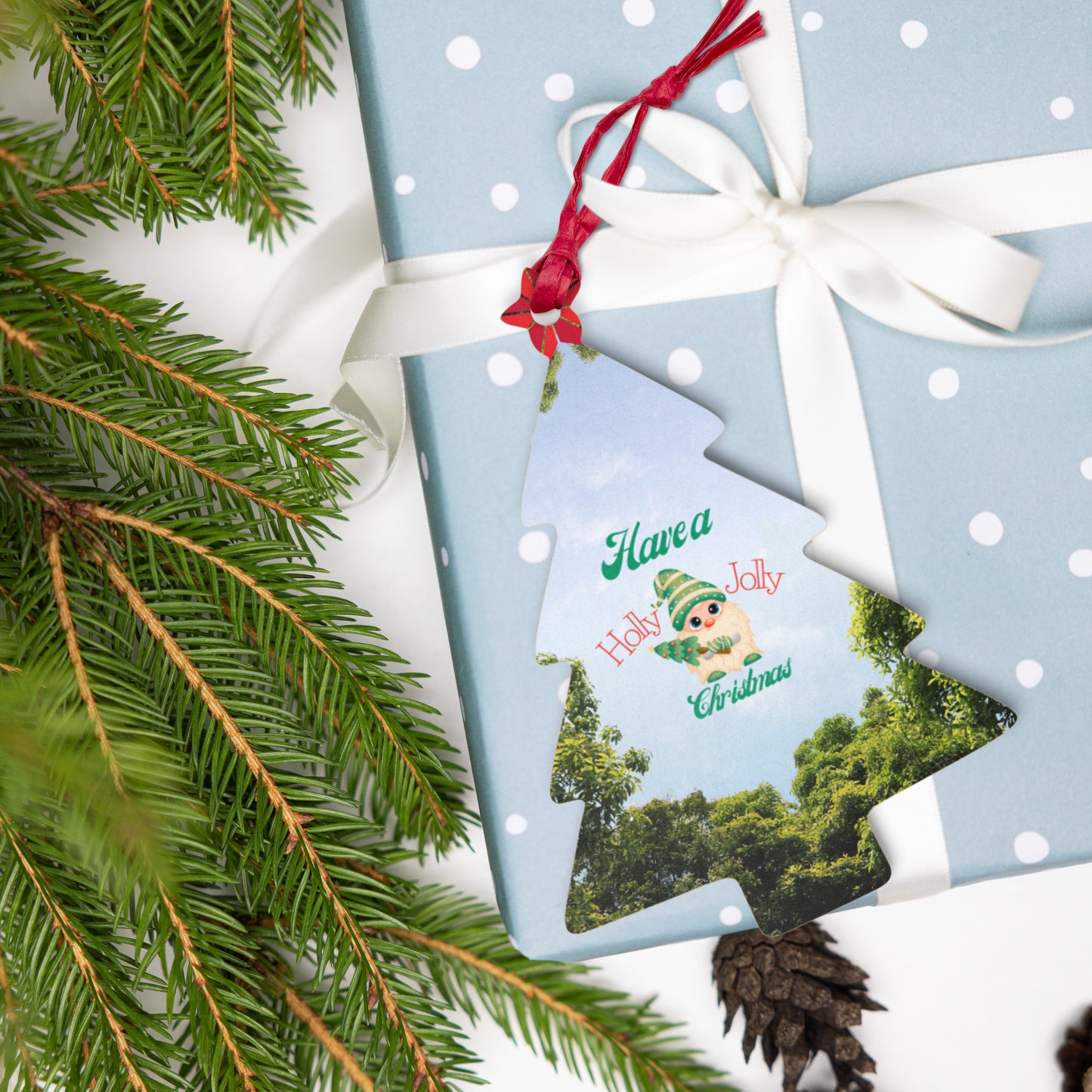 Holly Jolly Christmas Gnome Magnetic Ornament