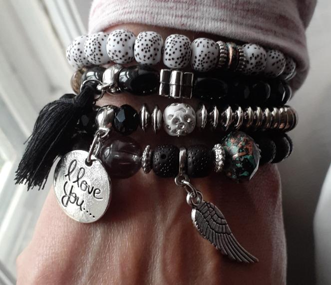 Boho Stretchy I Love You Bracelets (4) - On the Go with Princess O
