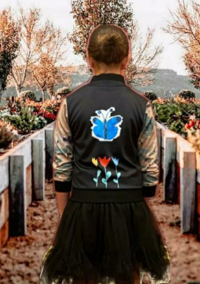 Blue Butterfly Camo Bomber Jacket - On the Go with Princess O