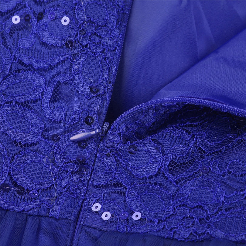 Navy Blue Sequin Rhinestones & Lace Evening Gown - On the Go with Princess O