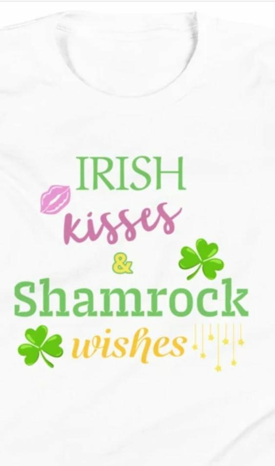 Irish Kisses & Shamrock Wishes Girls Tee On the Go with Princess O