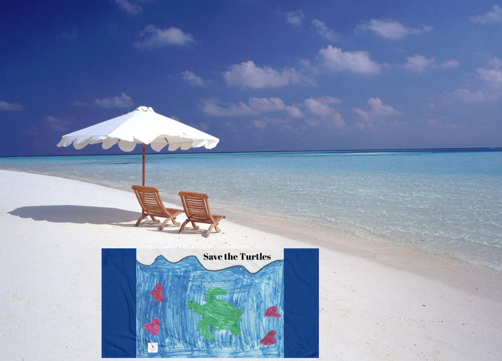 Save the Turtles Large Beach Towel 30x60 in - On the Go with Princess O