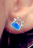 Blue Opal Sterling Silver Cow Earrings - On the Go with Princess O