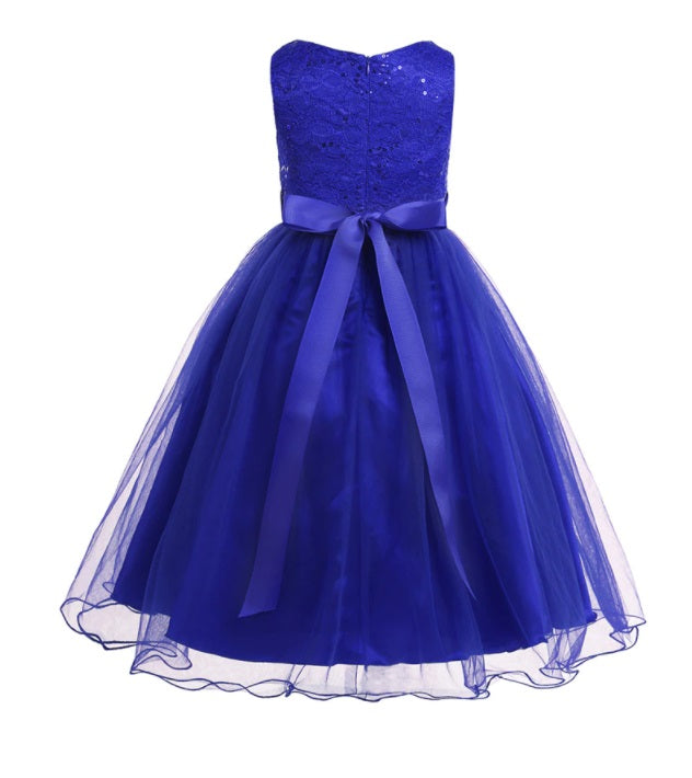 Navy Blue Sequin Rhinestones & Lace Evening Gown - On the Go with Princess O