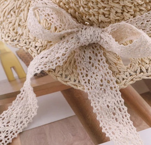 Organic Straw Cotton Lace Floppy Hat 10-24M On the Go with Princess O