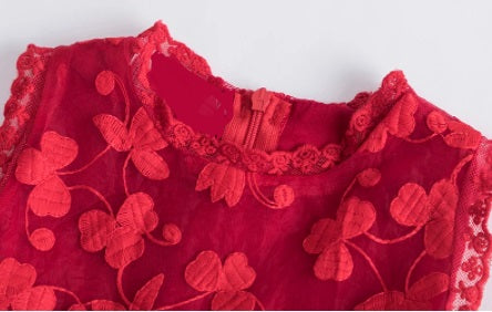 Festive Clover Embroidered Lace Dress - On the Go with Princess O