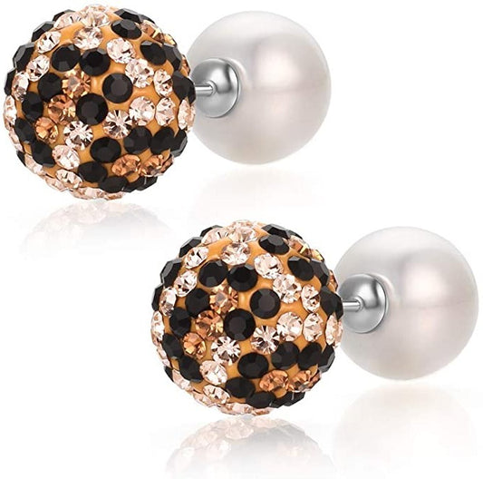 Crystal Leopard & Pearl Shamballa Sterling Silver Earrings - On the Go with Princess O