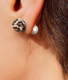 Crystal Leopard & Pearl Shamballa Sterling Silver Earrings - On the Go with Princess O