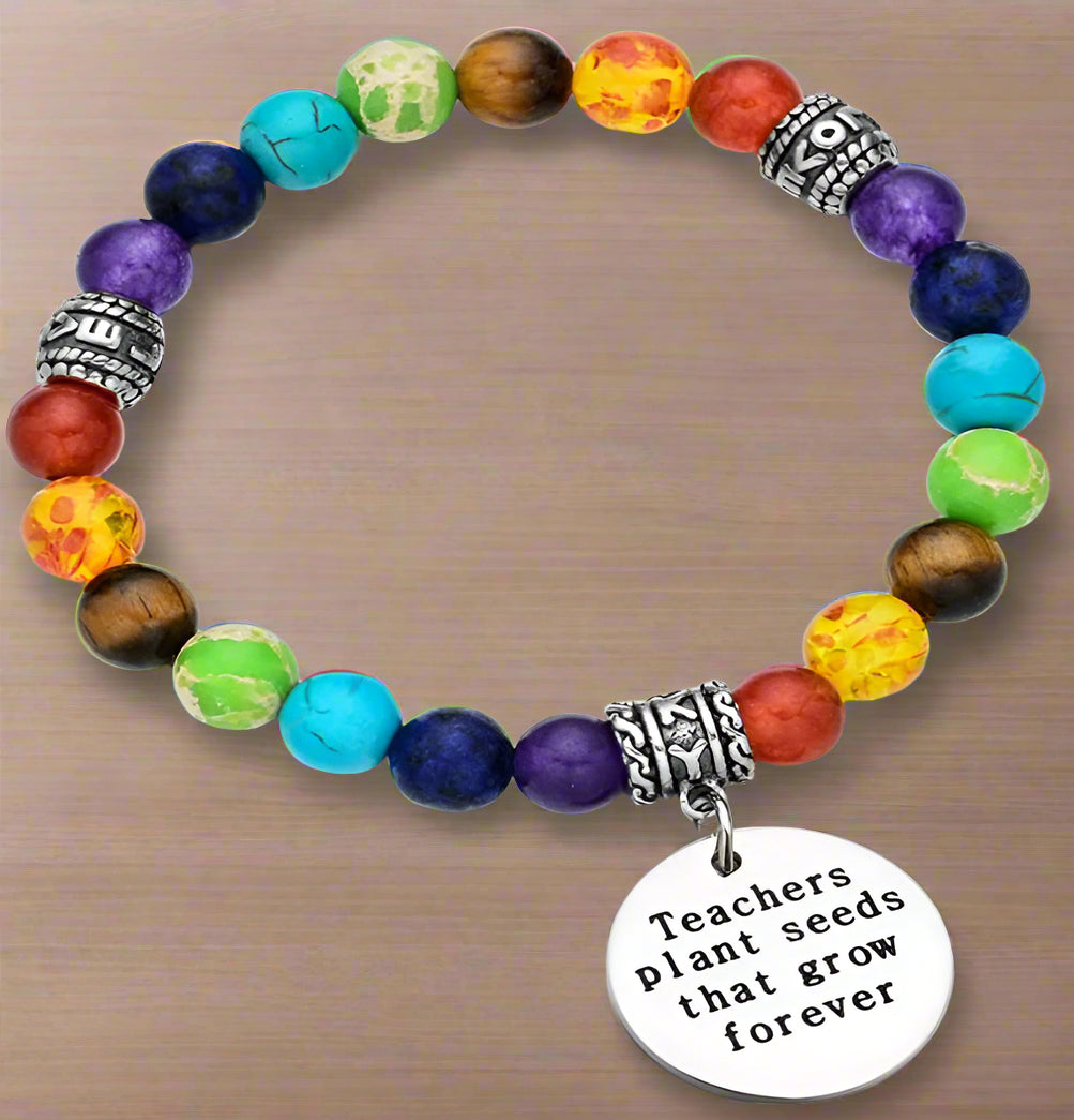 Natural Healing Stone Teacher Charm Bracelet - On the Go with Princess O