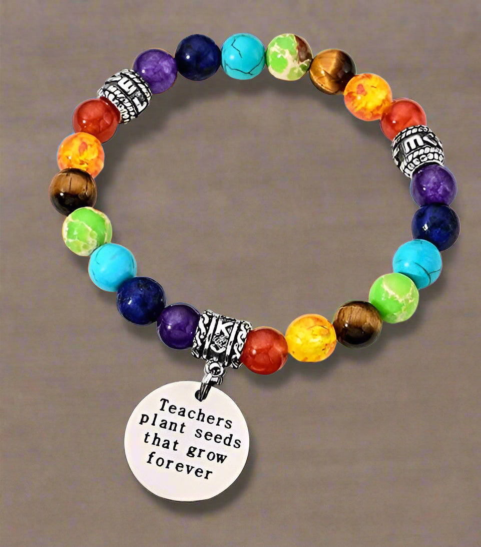 Natural Healing Stone Teacher Charm Bracelet - On the Go with Princess O