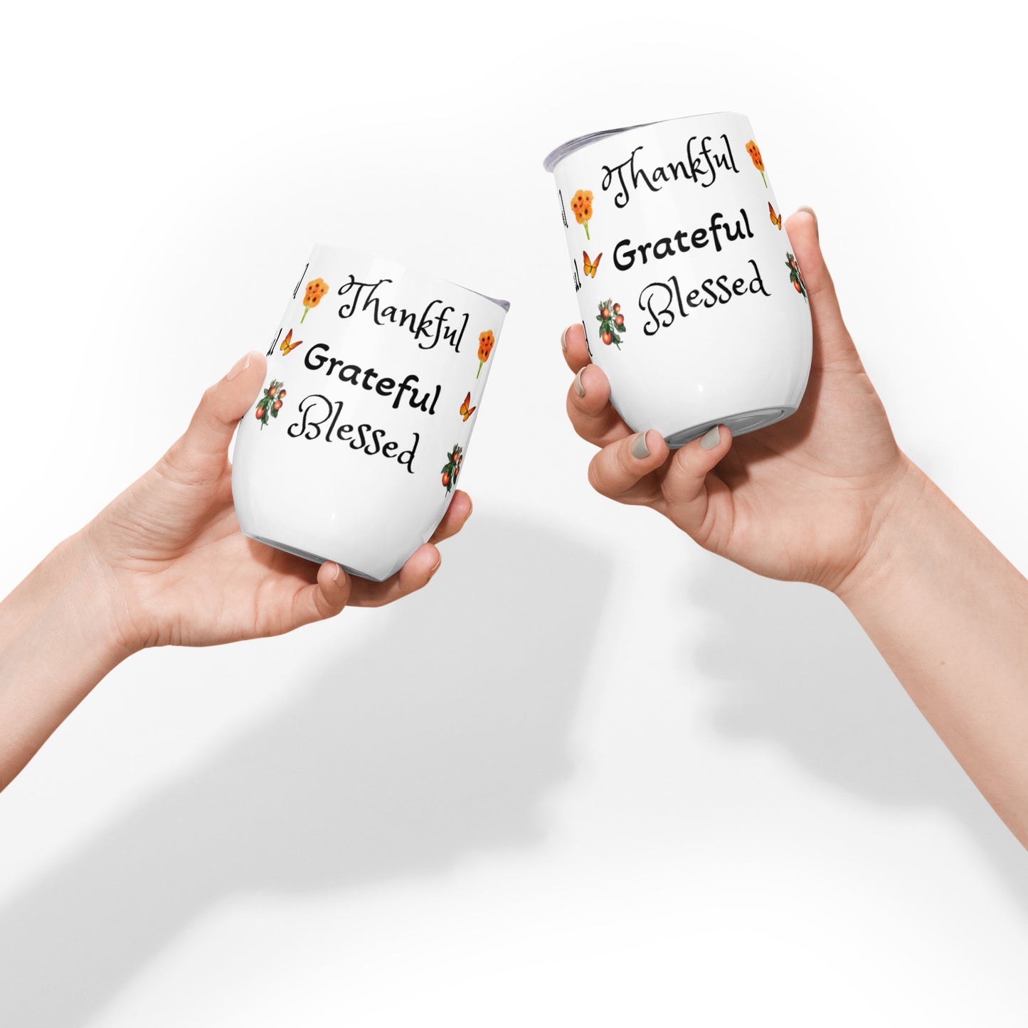 Set of 2 Thankful Grateful Blessed Drink Tumblers - On the Go with Princess O