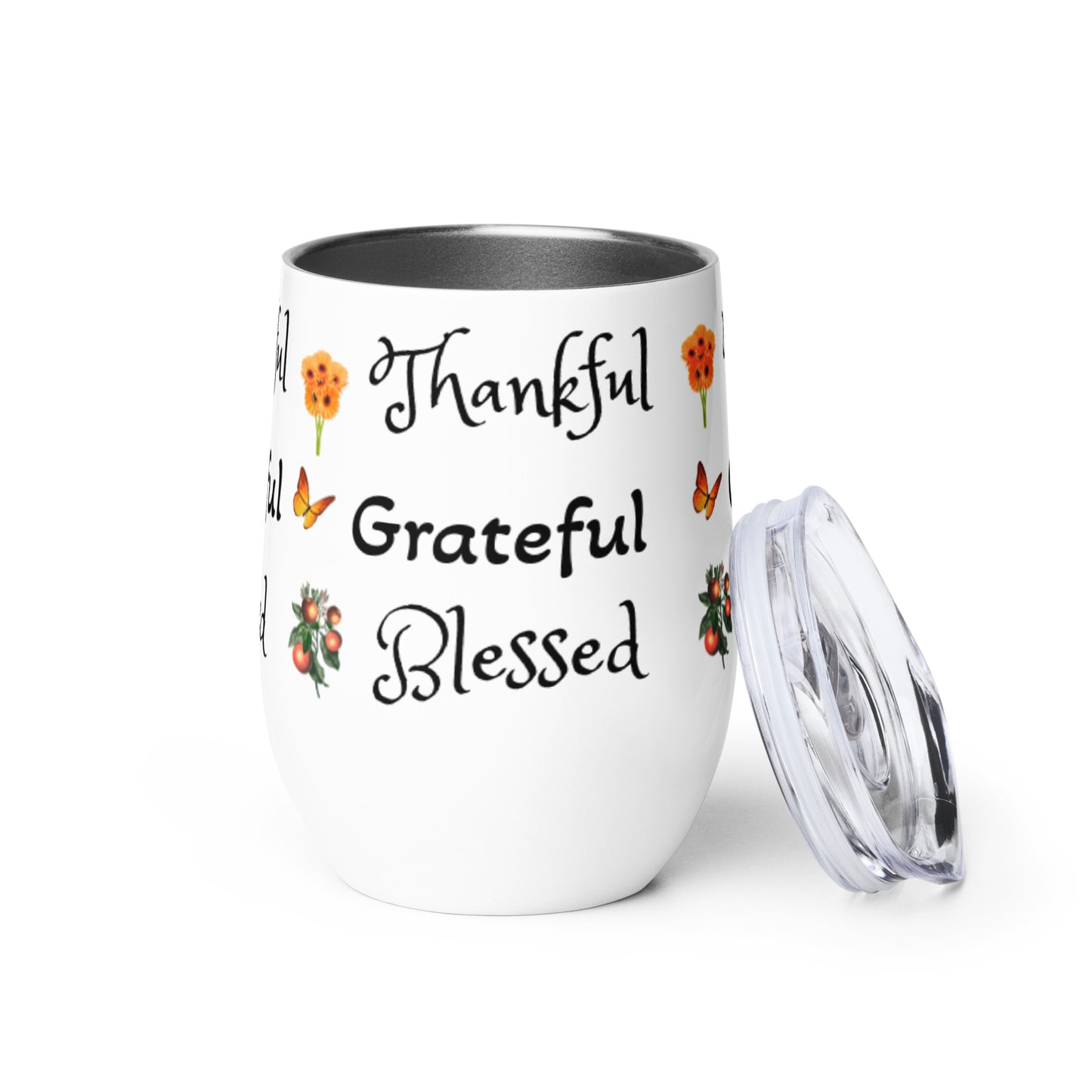 Set of 2 Thankful Grateful Blessed Drink Tumblers - On the Go with Princess O