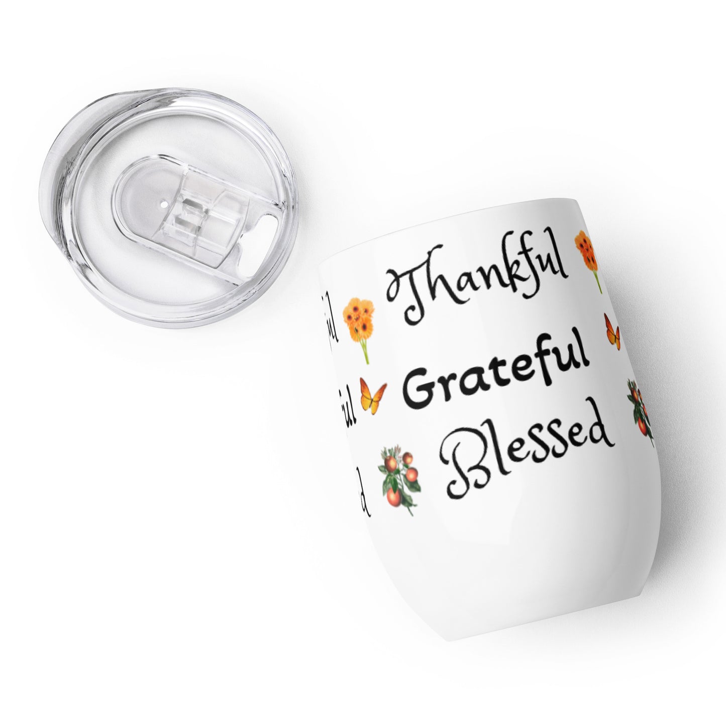 Set of 2 Thankful Grateful Blessed Drink Tumblers - On the Go with Princess O