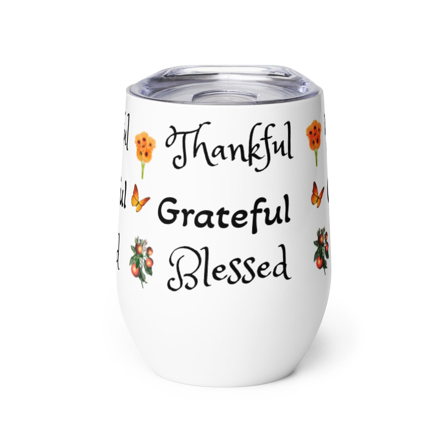 Set of 2 Thankful Grateful Blessed Drink Tumblers - On the Go with Princess O