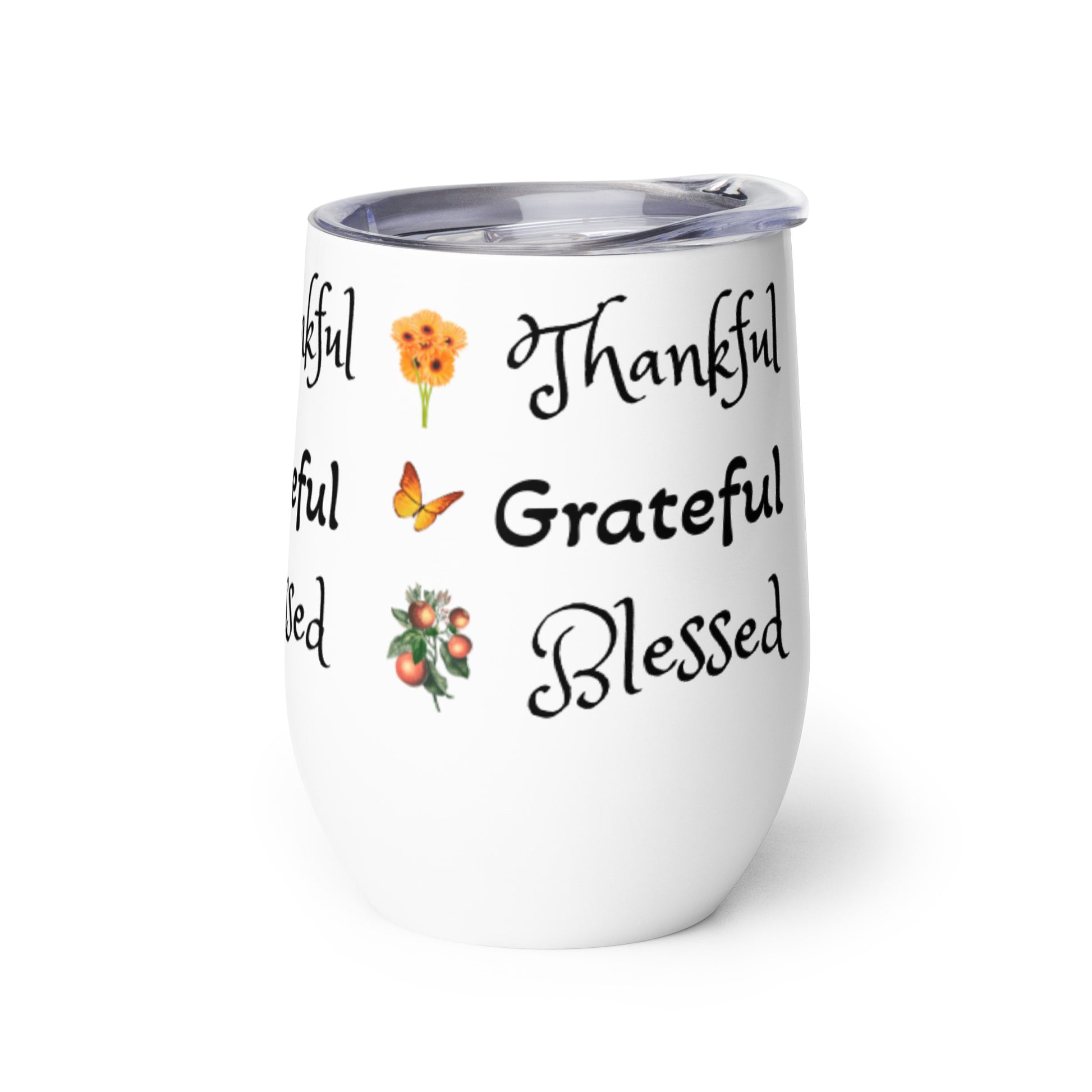 Set of 2 Thankful Grateful Blessed Drink Tumblers - On the Go with Princess O