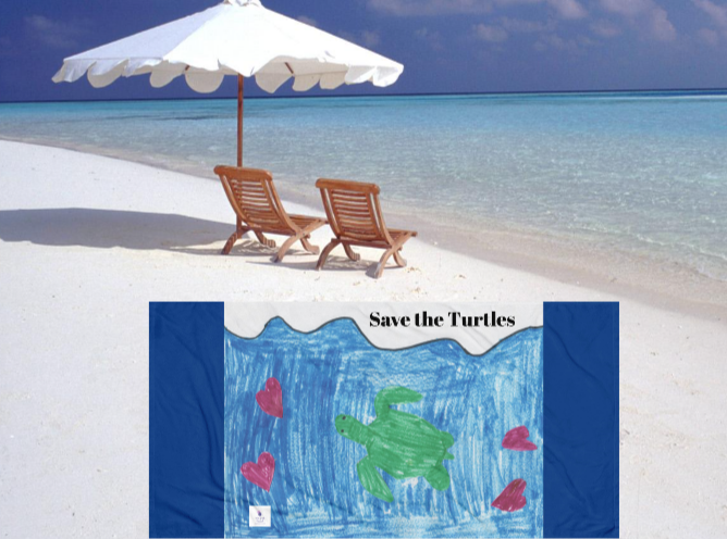 Save the Turtles Beach Towel 2.5ft x 5ft - On the Go with Princess O