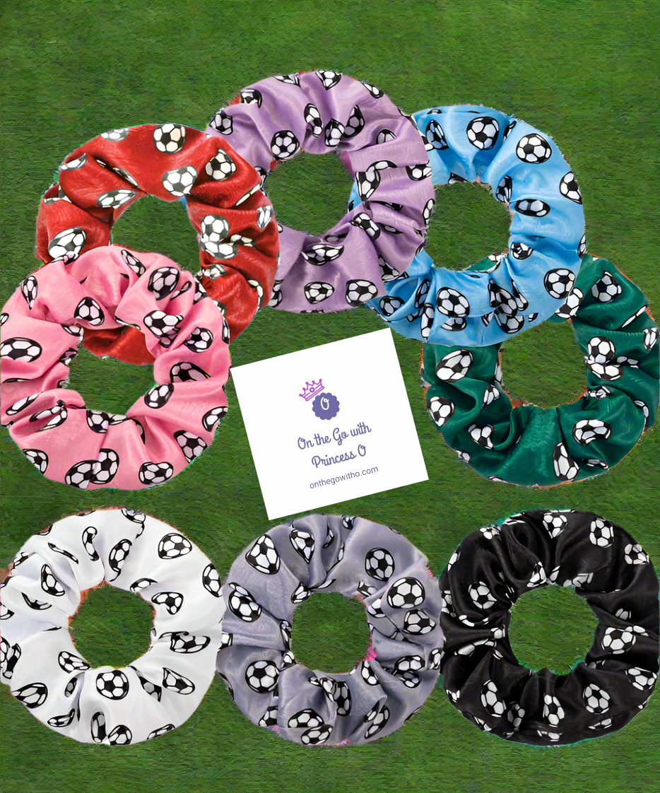 Soccer Velvet Hair Scrunchies (8 Count)