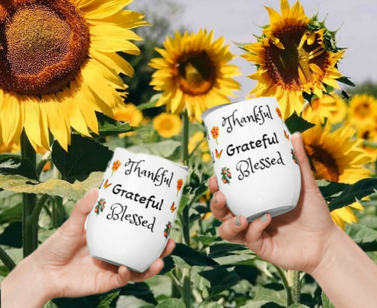 Thankful Grateful Blessed Drink Tumbler Set