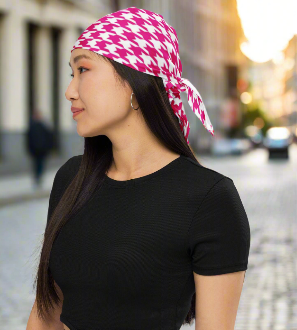 Pink Houndstooth Bandana