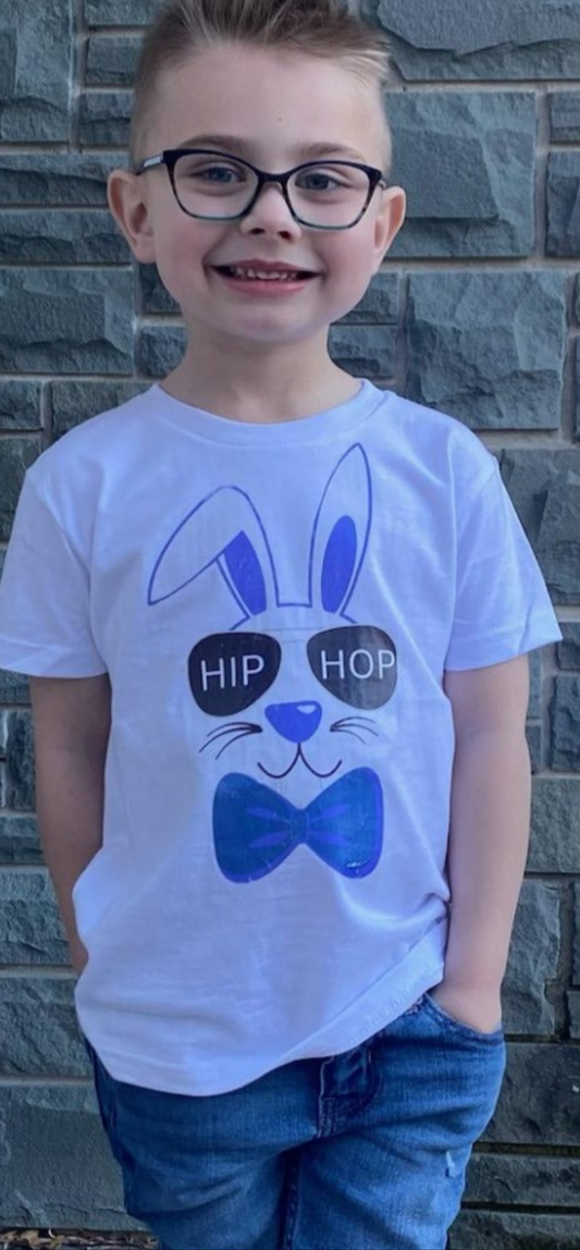Hip Hop Blue Bunny Youth Tee - On the Go with Princess O