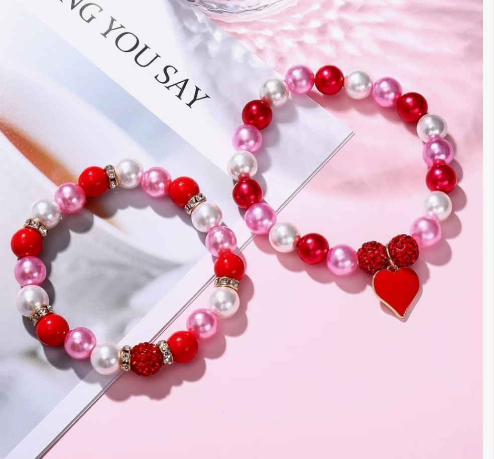 5 Stacking Beaded Valentine Bracelets