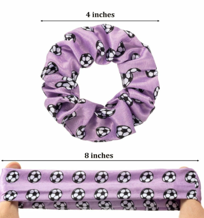 Velvety Soccer Hair Scrunchies (8 Count)