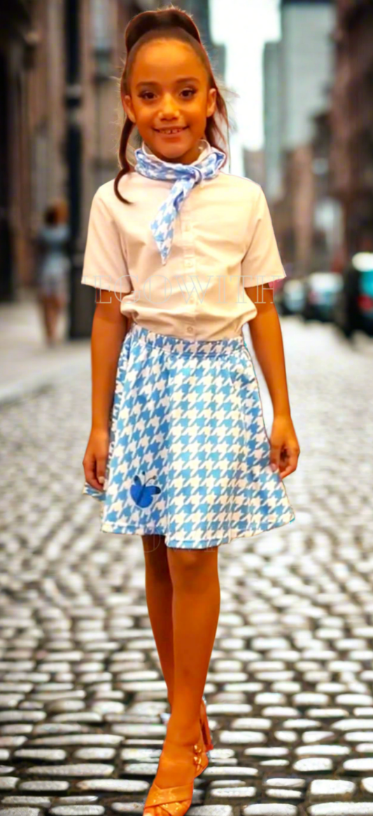 Blue Houndstooth Bandana