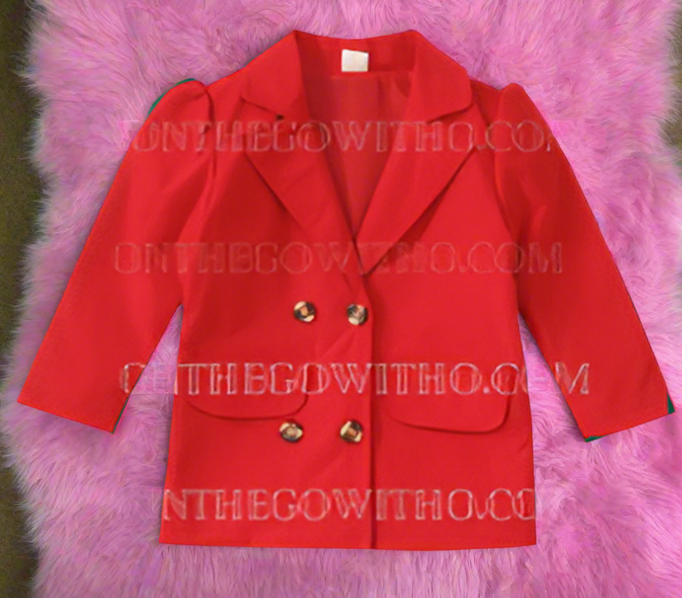 Festive Red Blazer & Love Jeans (5/6T)