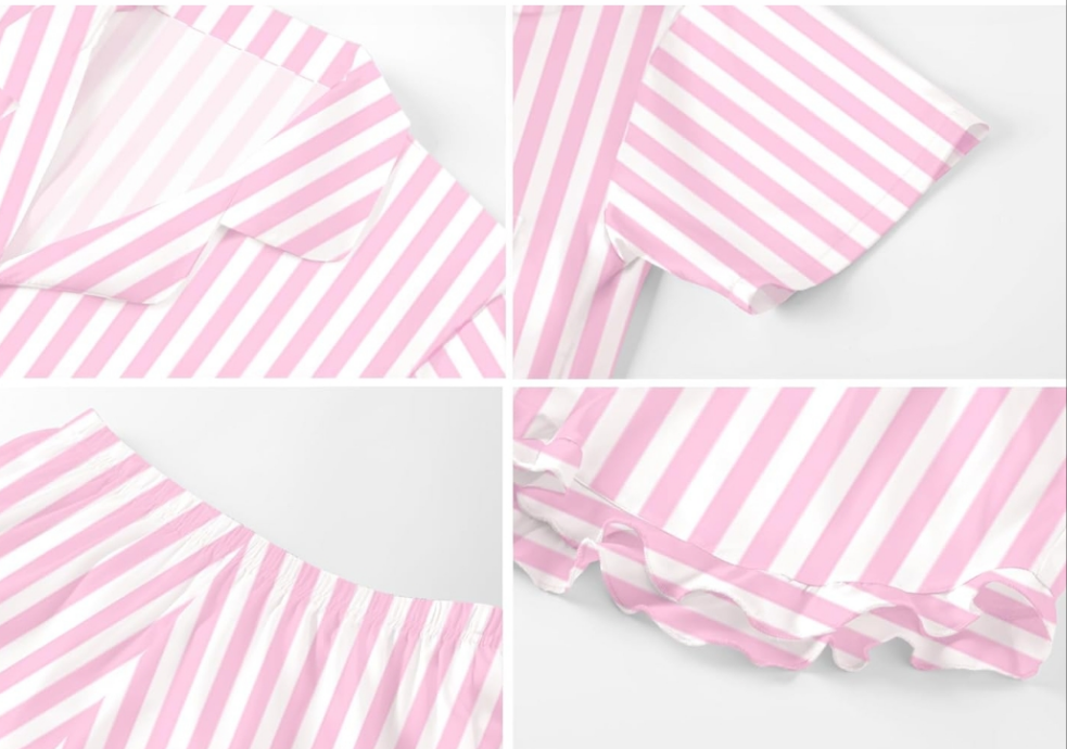 Striped Silky Girls Juniors Pajamas