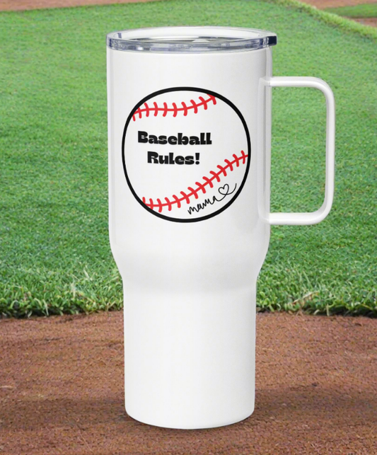 Baseball Rules Mama Travel Mug