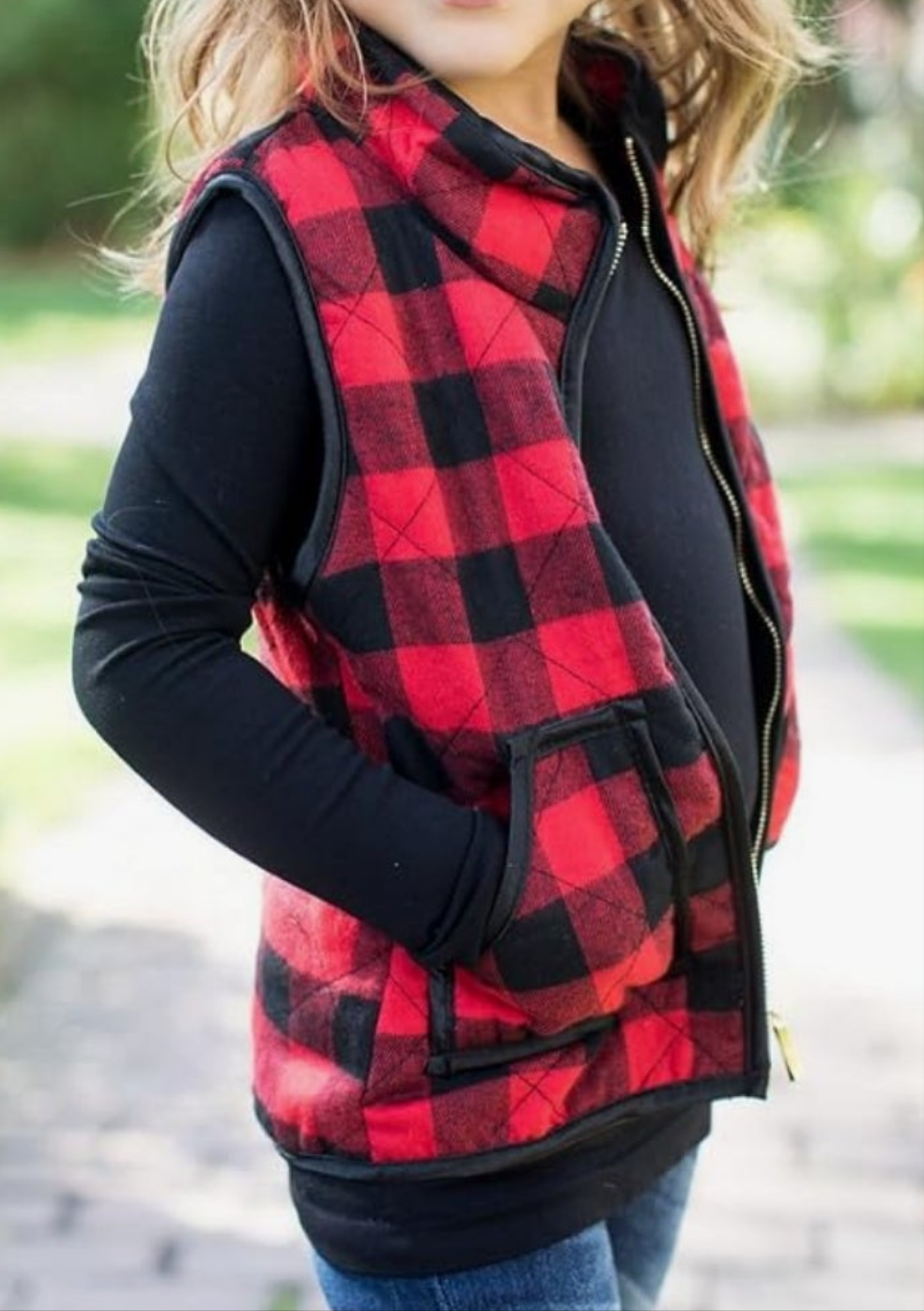 Kid's Red Gingham Quilted - On the Go with Princess O