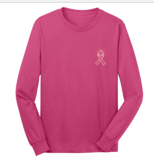 NO ONE FIGHTS ALONE DARK/LIGHT PINK LONG SLEEVE TEE