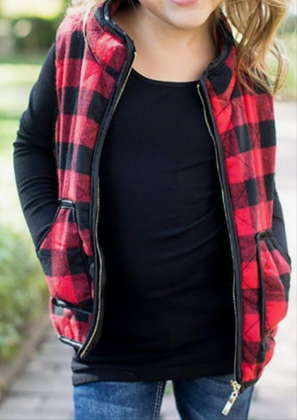 Kid's Red Gingham Quilted - On the Go with Princess O