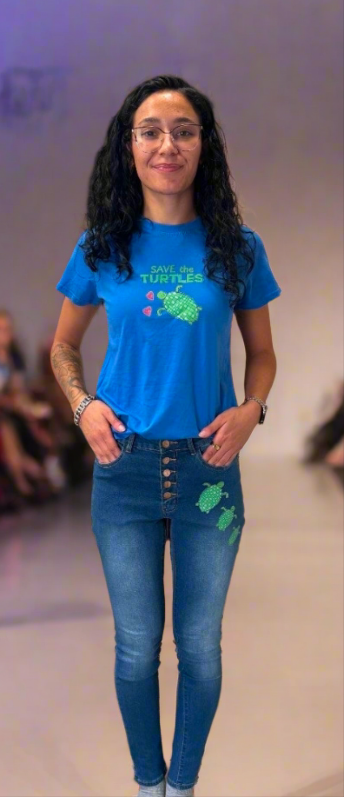 Sea Turtle Button fly Stretchy Jeans Juniors Womens