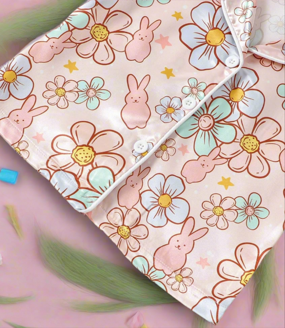 Satin Bunny Toddler Pajamas