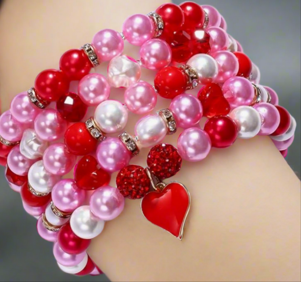 5 Stacking Beaded Valentine Bracelets