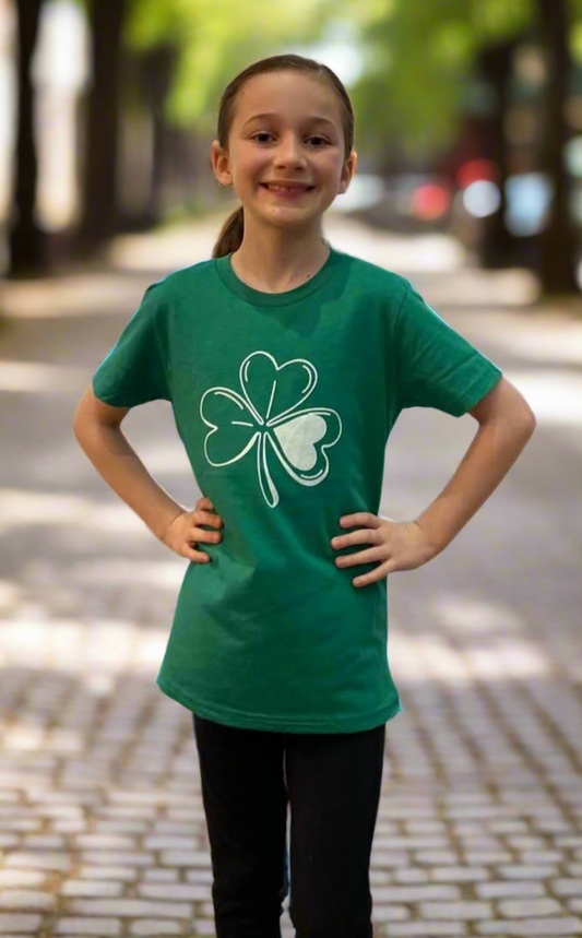 Green Heart Shamrock Tee Girls