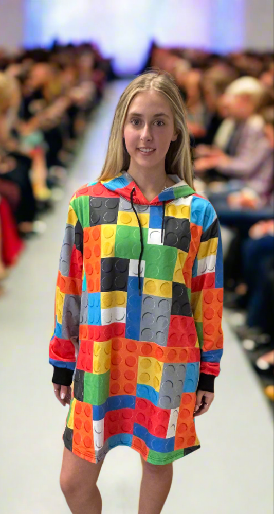 Womens Color Block Hoodie Dress