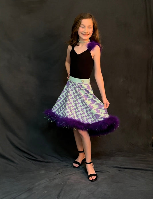 Mint & Lavender Houndstooth Skirt