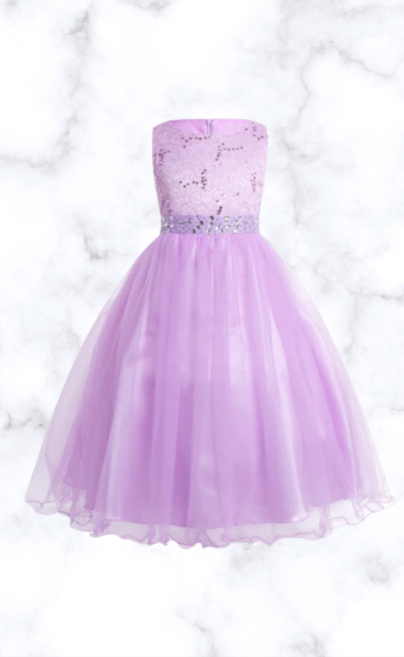 Lavender Sequin Rhinestone & Lace Evening Gown - On the Go with Princess O