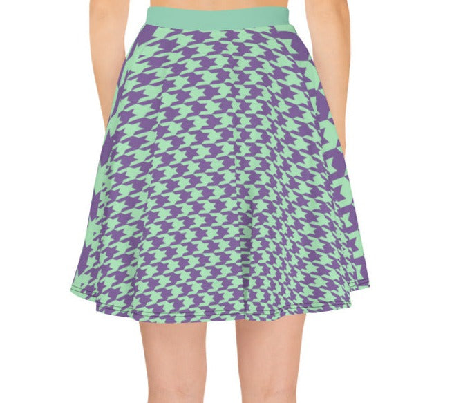 Retro Mint & Lavender Houndstooth Skirt