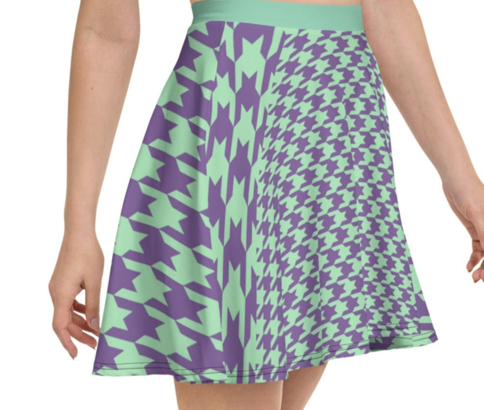 Retro Mint & Lavender Houndstooth Skirt