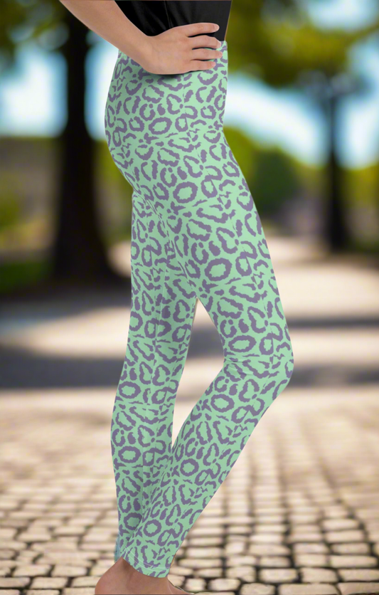 Minty Lavender Leopard Leggings Girls Juniors